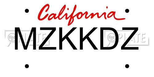 MZKKDZ California License Plate