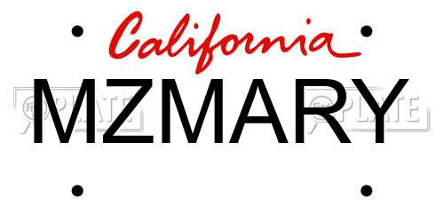 MZMARY California License Plate