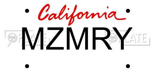 MZMRY California License Plate
