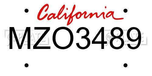 MZO3489 California License Plate