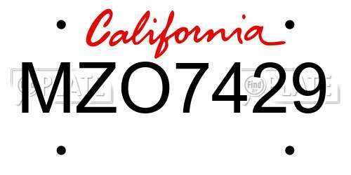 MZO7429 California License Plate