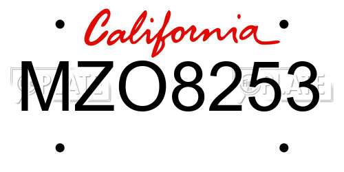 MZO8253 California License Plate