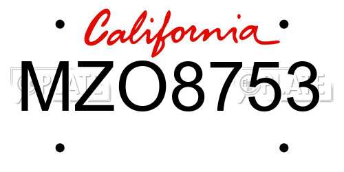 MZO8753 California License Plate