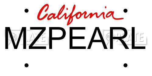 MZPEARL California License Plate