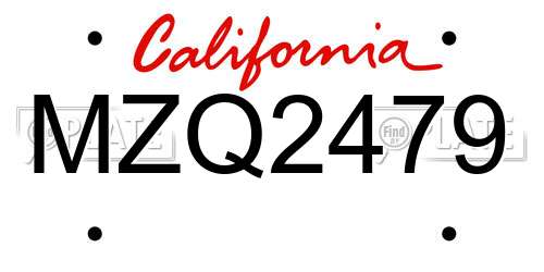MZQ2479 California License Plate