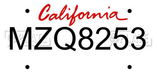 MZQ8253 California License Plate