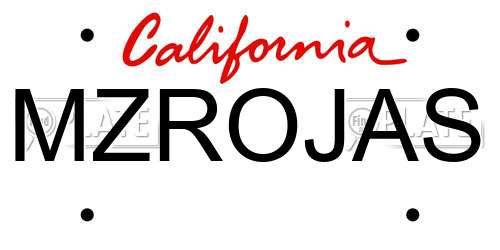 MZROJAS California License Plate