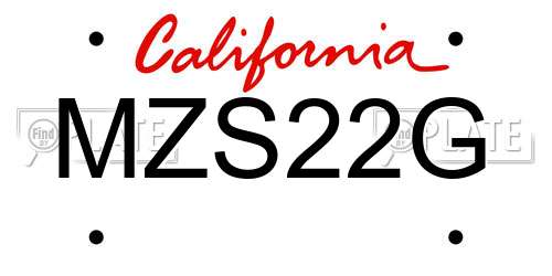 MZS22G California License Plate