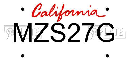 MZS27G California License Plate