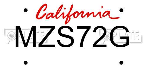 MZS72G California License Plate