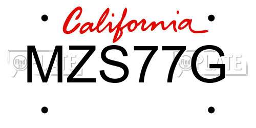 MZS77G California License Plate