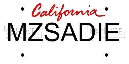 MZSADIE California License Plate