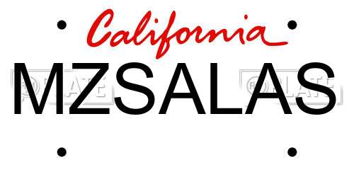 MZSALAS California License Plate