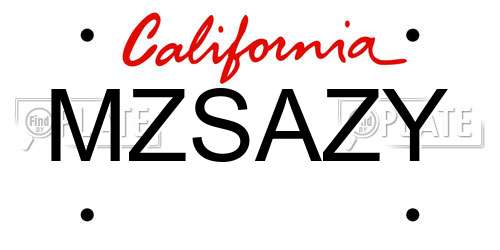 MZSAZY California License Plate
