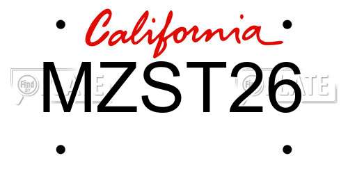 MZST26 California License Plate