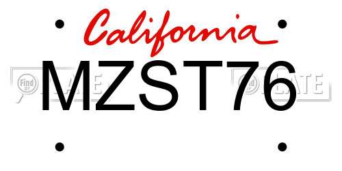 MZST76 California License Plate