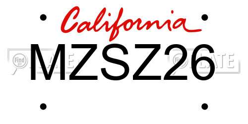 MZSZ26 California License Plate
