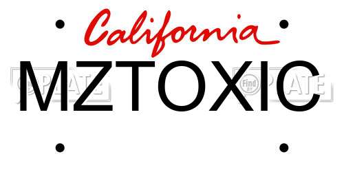 MZTOXIC California License Plate