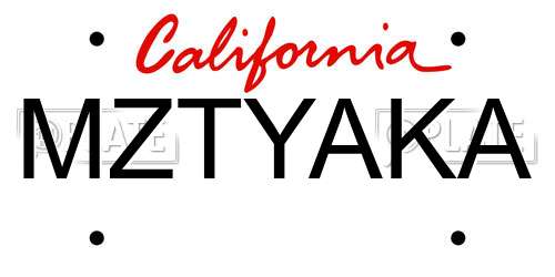 MZTYAKA California License Plate
