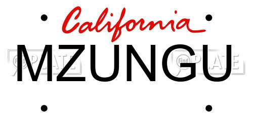 MZUNGU California License Plate