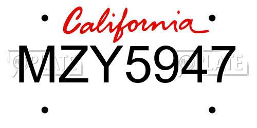 MZY5947 California License Plate