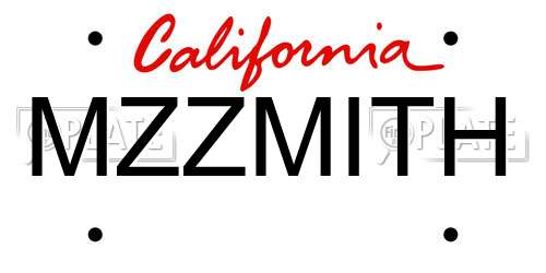 MZZMITH California License Plate