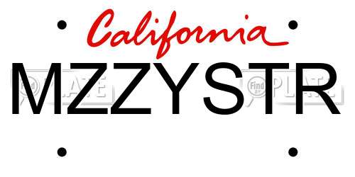 MZZYSTR California License Plate