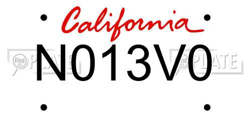N013V0 California License Plate