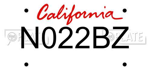 N022BZ California License Plate