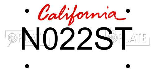 N022ST California License Plate