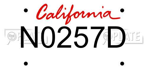 N0257D California License Plate