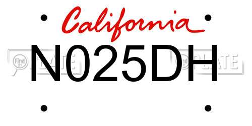 N025DH California License Plate