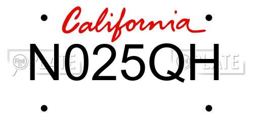 N025QH California License Plate