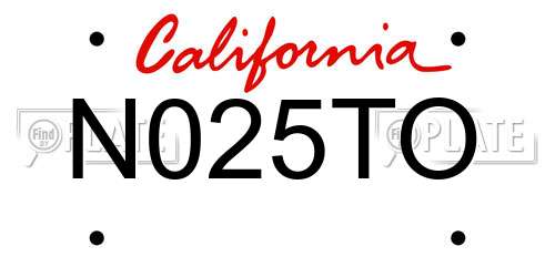 N025TO California License Plate