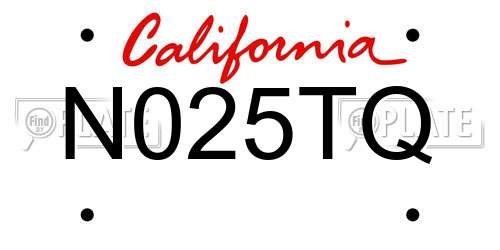 N025TQ California License Plate
