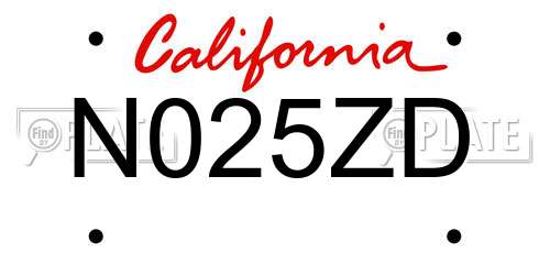N025ZD California License Plate