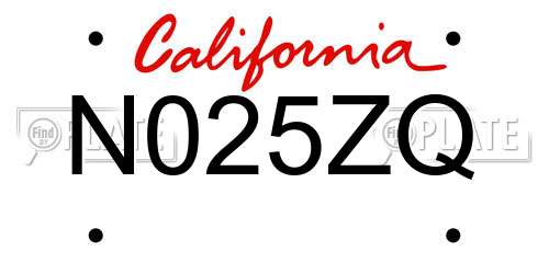 N025ZQ California License Plate