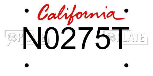 N0275T California License Plate