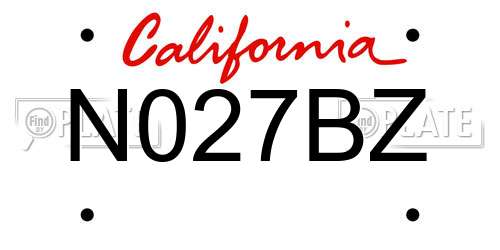 N027BZ California License Plate