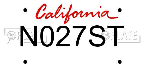 N027ST California License Plate