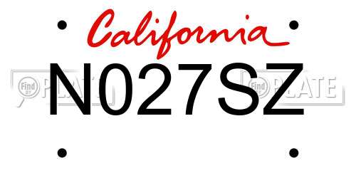 N027SZ California License Plate
