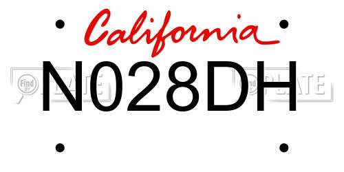 N028DH California License Plate