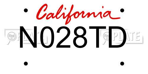 N028TD California License Plate