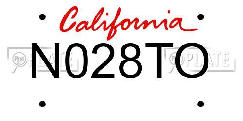 N028TO California License Plate