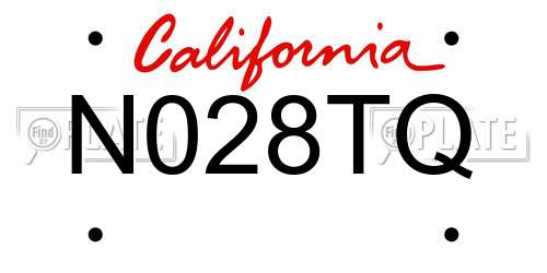 N028TQ California License Plate