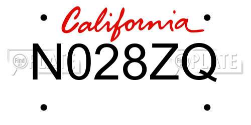 N028ZQ California License Plate