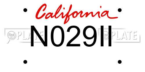 N029II California License Plate