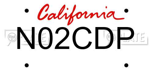 N02CDP California License Plate