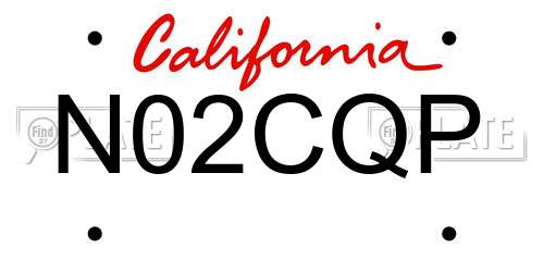 N02CQP California License Plate
