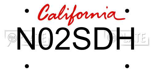N02SDH California License Plate